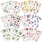 Pressed Flower Themed Stickers Assorted 486 Pieces, 36 Sheets (White, Red, Pink, Yellow, Orange, Purple, Blue, Green) 6.7 x 4.3 x 0.2 inches
